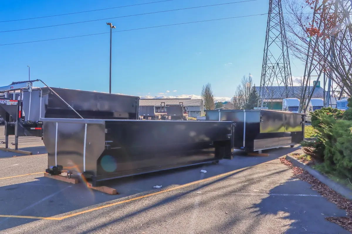 Roll-off dumpster ready for waste disposal at job site for Construction Dumpster Rental in Warrensville Heights